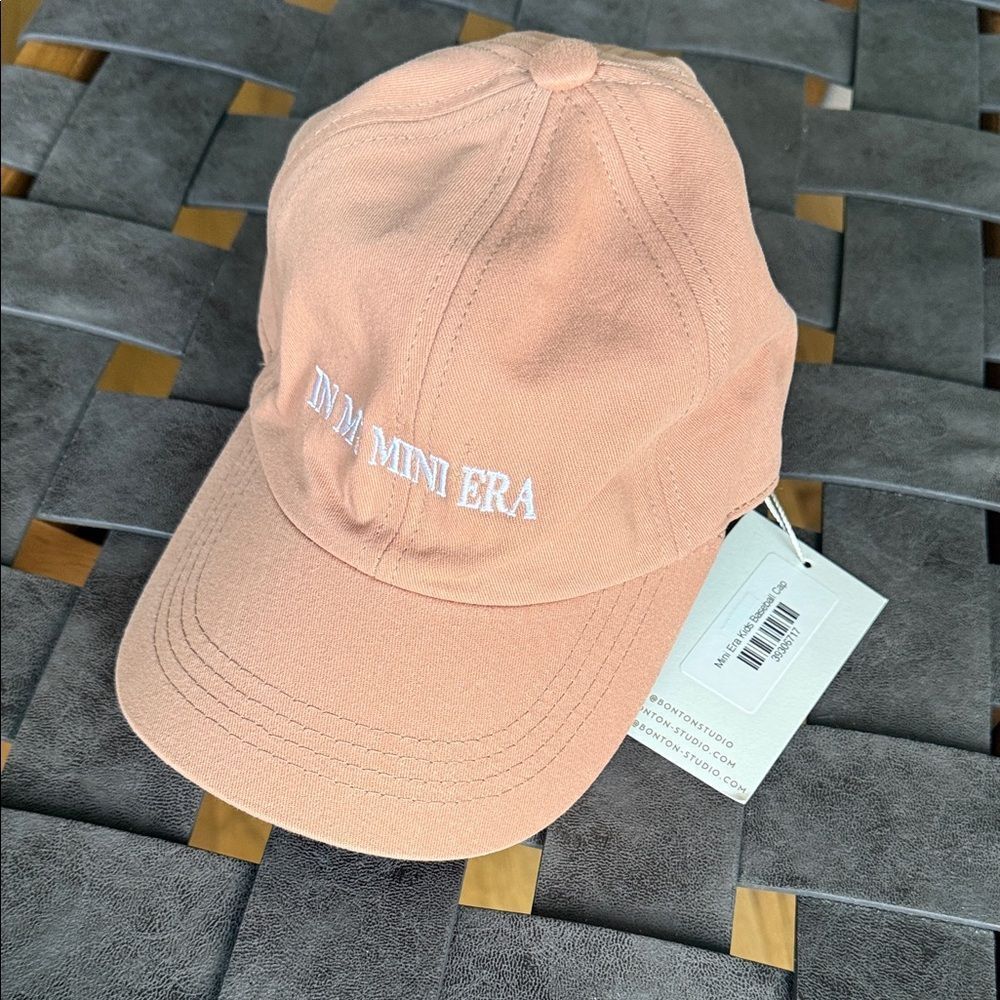 DAVID AND YOUNG Kids Peach Baseball Cap with Embroidered Text IN MY MINI ERA
